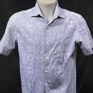 Hart Schaffner Marx Men's Cool Blue Short Sleeve Button up Shirt Size Large Reg